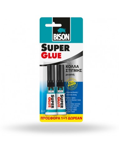 Κόλλα Super Glue Bison 3g 1+1 Δώρο
